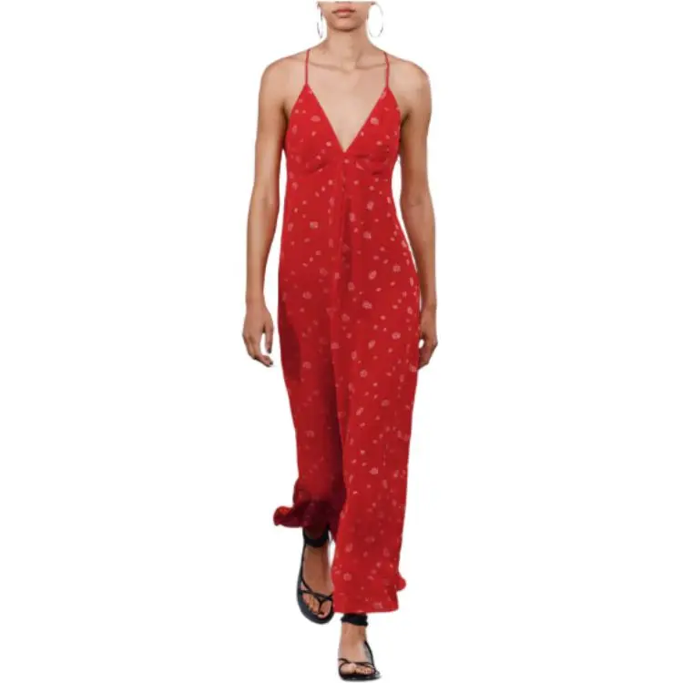 ZARA Slip Dresses Women's Red-2