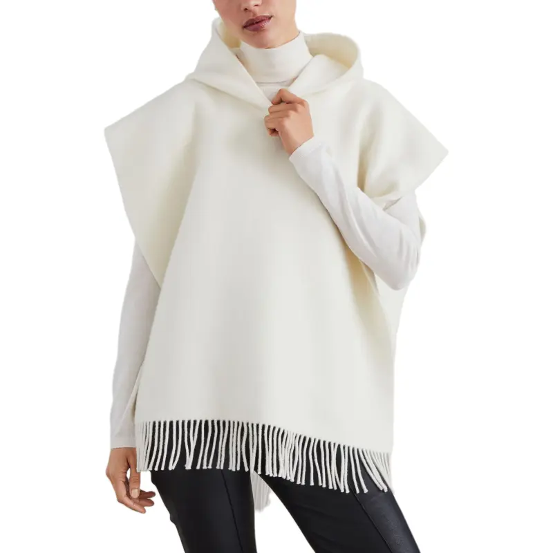 Brunello Cucinelli Hooded Fringed Poncho-1