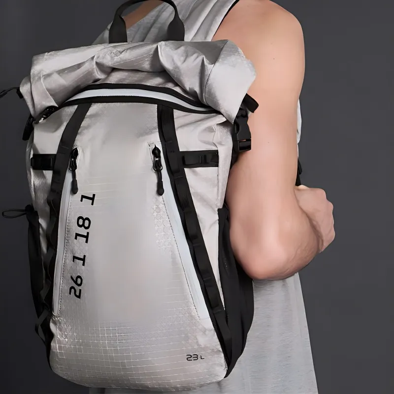 ZARA Polyamide Backpack Men's Silver-4