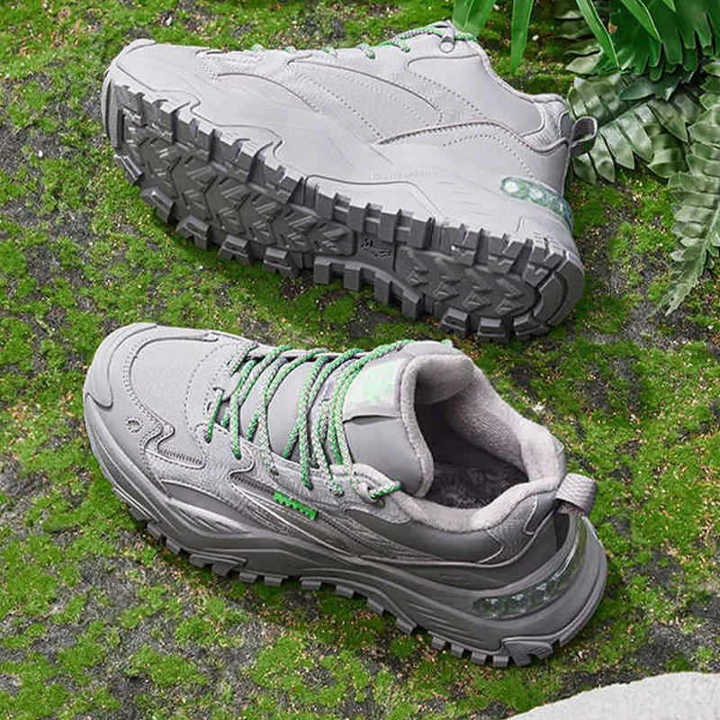 QIAODAN Cushioned Slip Resistant High Top Outdoor Shoes Women's Gray-2