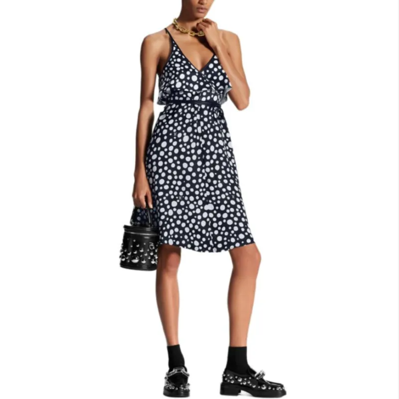 LOUIS VUITTON X Yayoi Kusama Infinity Dots Flounce Dress Black/White-2