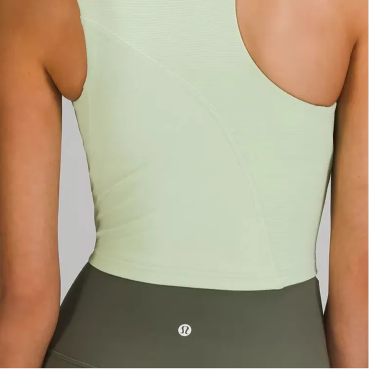 Lululemon Ribbed Asymmetrical Yoga Tank Tops Women's Green-5