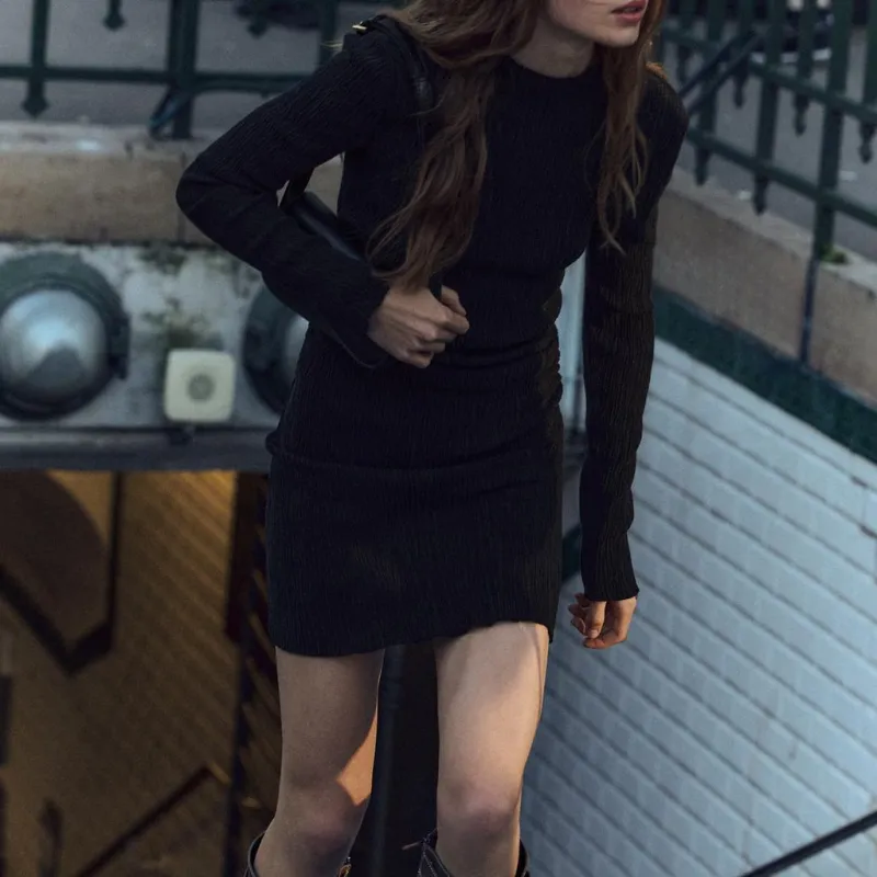 ZARA Long Sleeved Dress Women's Black-2