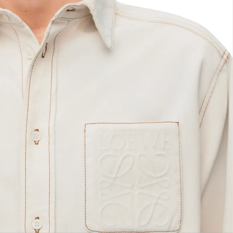LOEWE Collared Button Up Denim Shirt-4