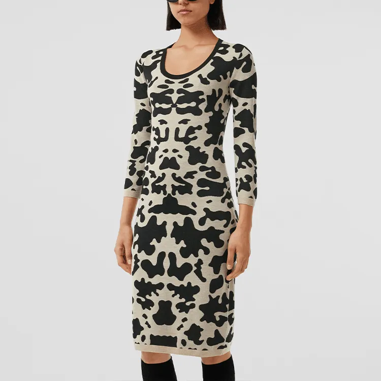 Burberry Long Sleeved Dresses Women's Black-4