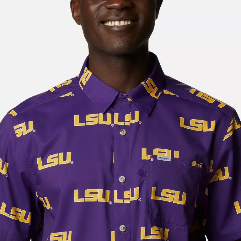 Columbia Collegiate PFG PFG Super Slack Shirt Men's Purple-2