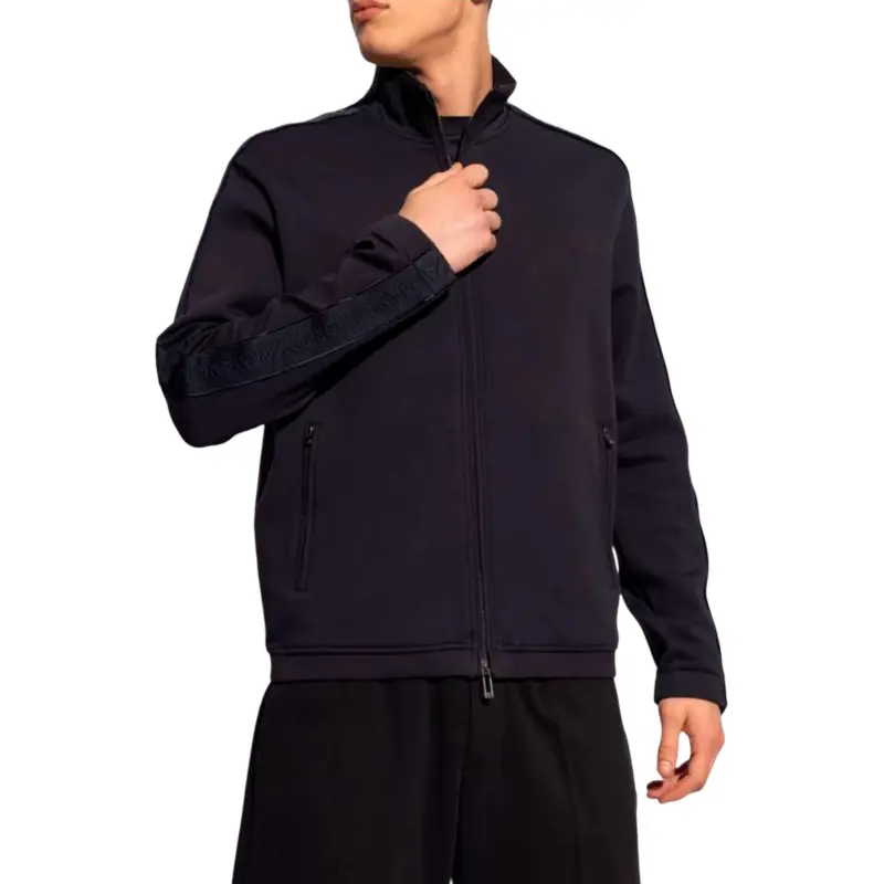 EMPORIO ARMANI Logo Embroidered High Neck Zipped Sweatshirt-2