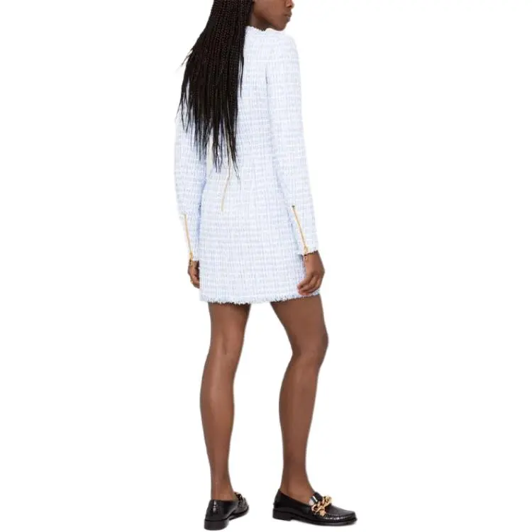 BALMAIN Long Sleeved Dresses Women's Sky Blue-1
