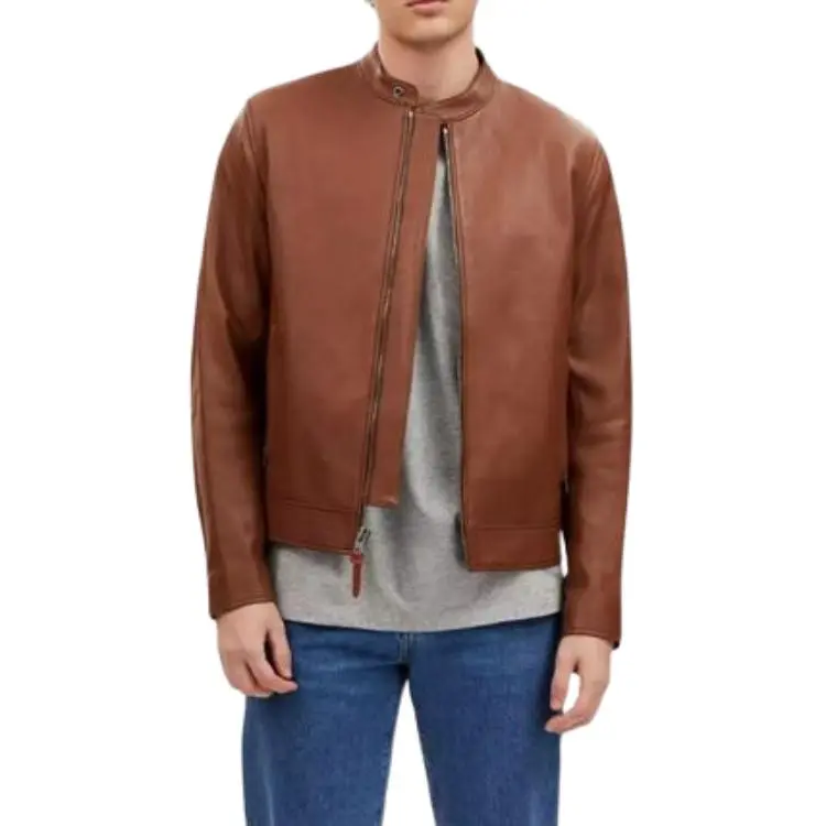 COACH Leather Racer Jackets & Coats Men's Brown-1