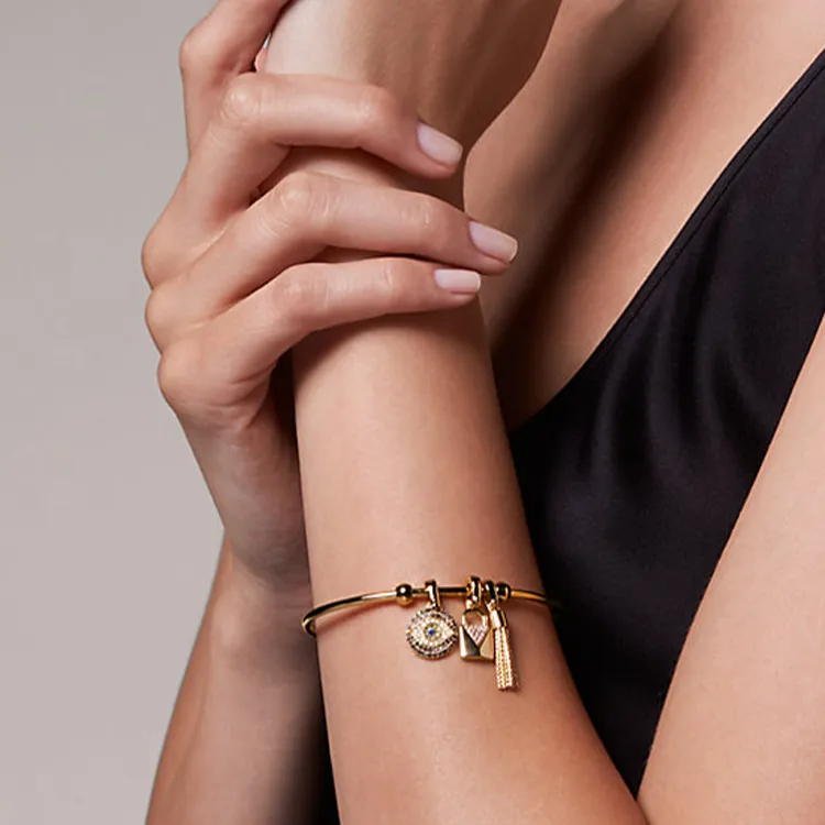 MICHAEL KORS 14K Gold Plated 14K Rose Gold Layer Rhodium Plated Sterling Silver Bangles Unisex Gold-2