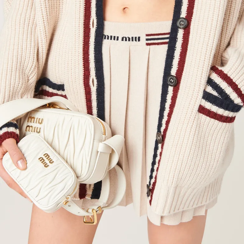 MIU MIU Pleated Knitted Cashmere Miniskirt-4