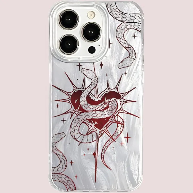 Wei Xin Acrylic Material Gothic Thorn Heart Snake Phone Cases Compatible With IPhone 16/15 Pro Max/Apple 13/14 Pro/Max-1