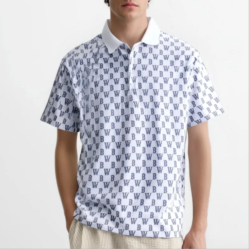 HLA JEANS Polo Shirt Men's Ecru Pattern 01-3