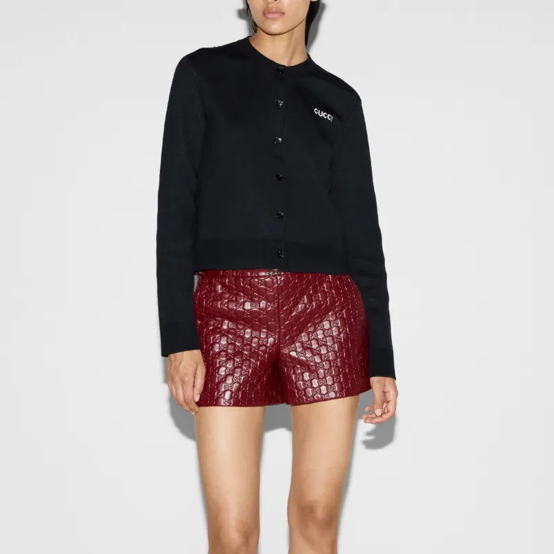 GUCCI Logo Intarsia Knit Cardigan-3