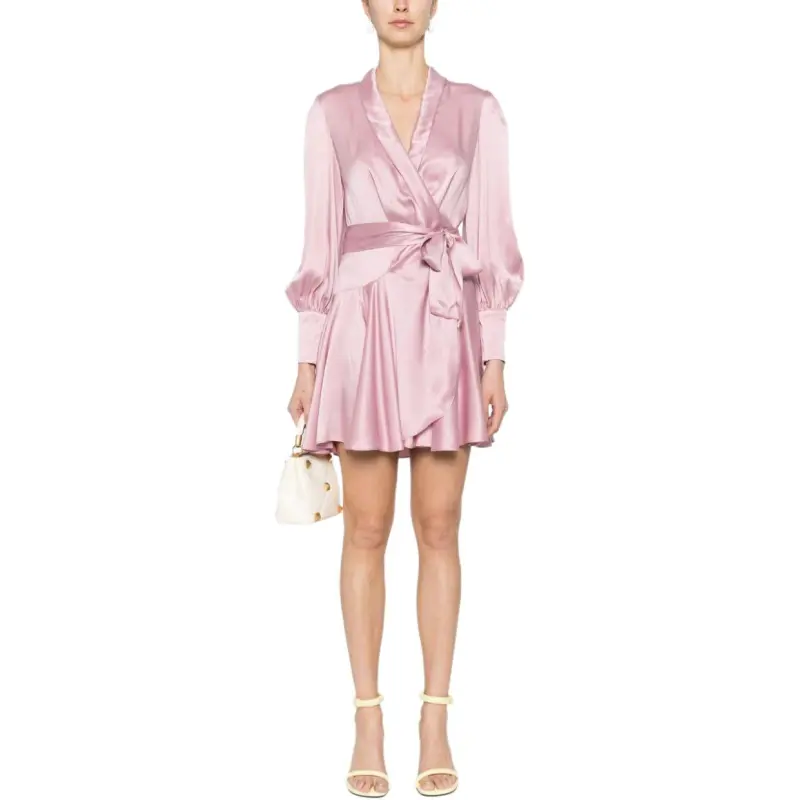 Zimmermann V Neck Satin Wrap Dress-2