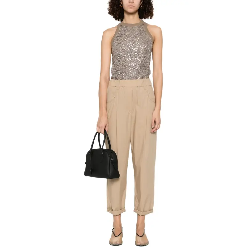 Brunello Cucinelli Embellished Lightweight Poplin Five Pocket Track Trousers-1