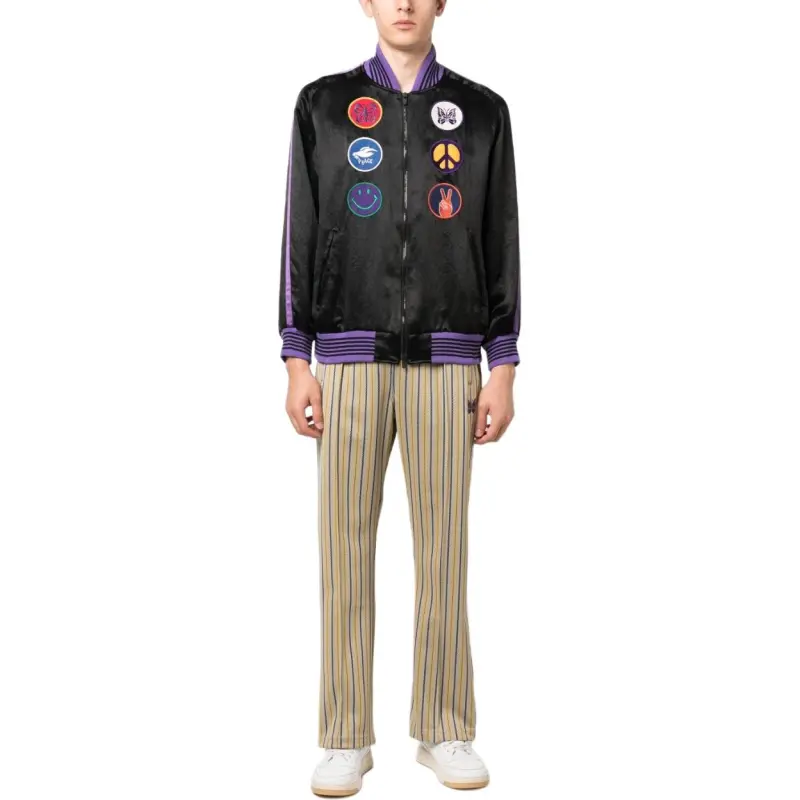 Needles Patch Detailed Zipped Bomber Jacket-3