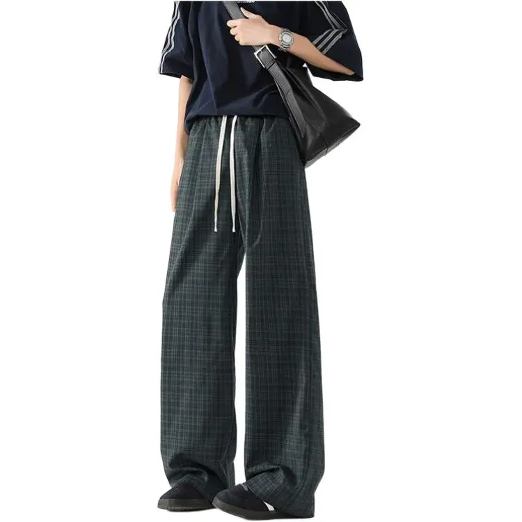 BEAR UNION Casual Pants Unisex Black White Plaid-2