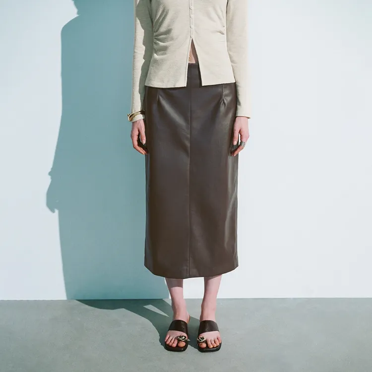 URBAN REVIVO Leather Long Skirts Women's-2
