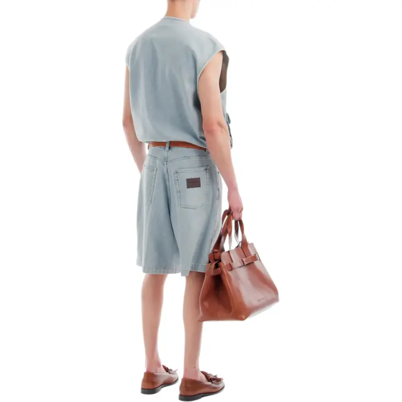 EMPORIO ARMANI Five pocket Denim effect Dobby Fabric Bermuda Shorts-3