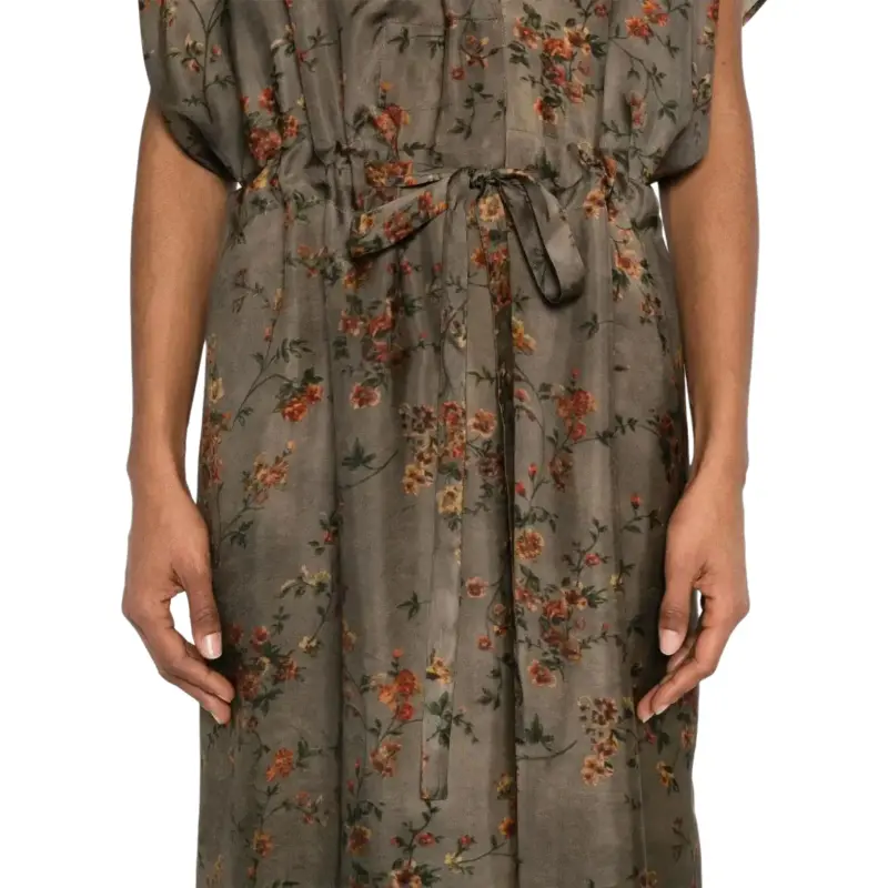 UMA WANG Floral Printed V Neck Dress-4