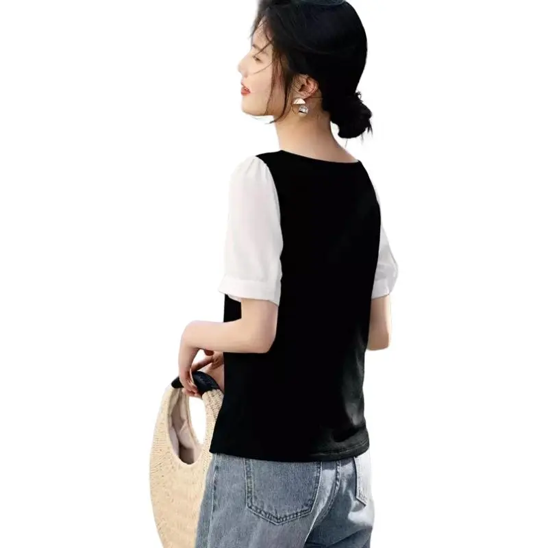 Mu Xiao Xin T Shirts Women's Black/White-1
