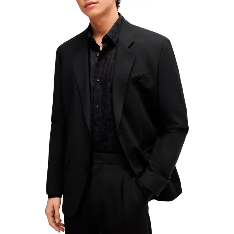 HUGO BOSS SS24 Regular Fit Suit In Performance Stretch Cloth Business Suit Men's Black-3