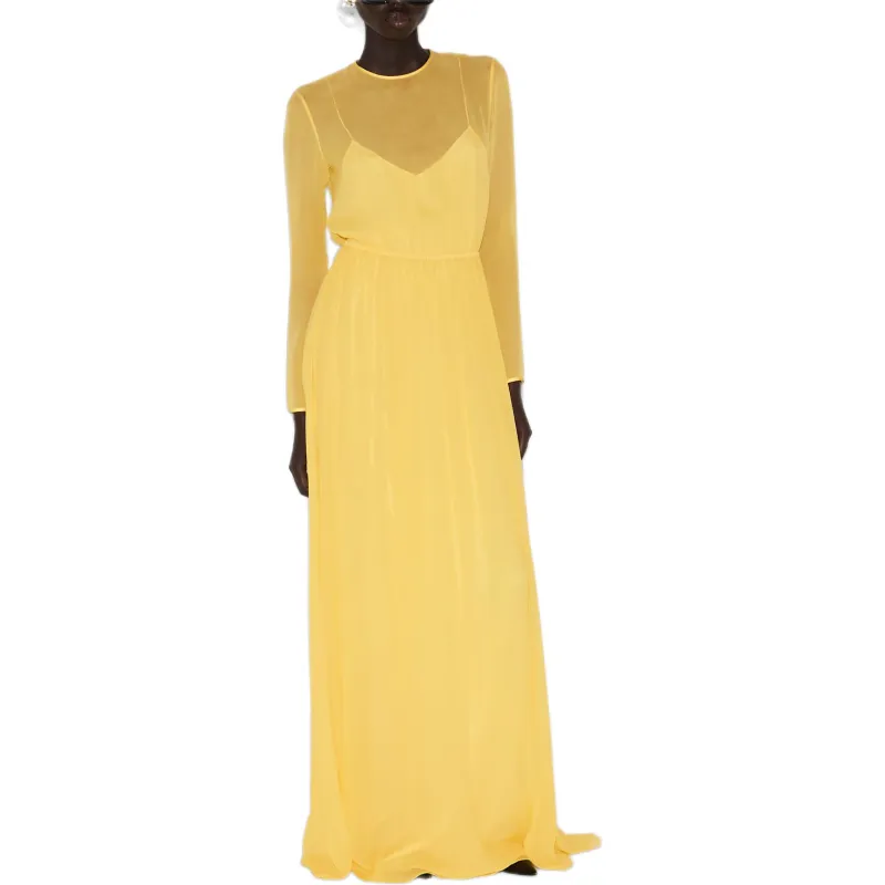 GUCCI Long Sleeved Dress Women's Yellow-1