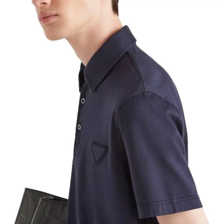 PRADA Triangle logo Cotton Polo Shirt-4