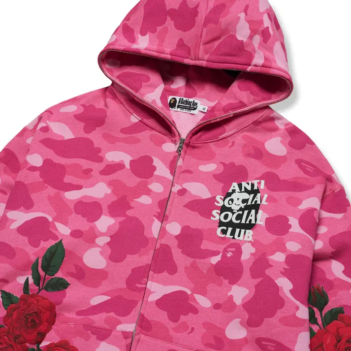 【A BATHING APExANTI SOCIAL SOCIAL CLUB】FULL ZIP HOODIE M A BATHING APE X Anti Social Social Club Full Zip Hoodie - POIZON