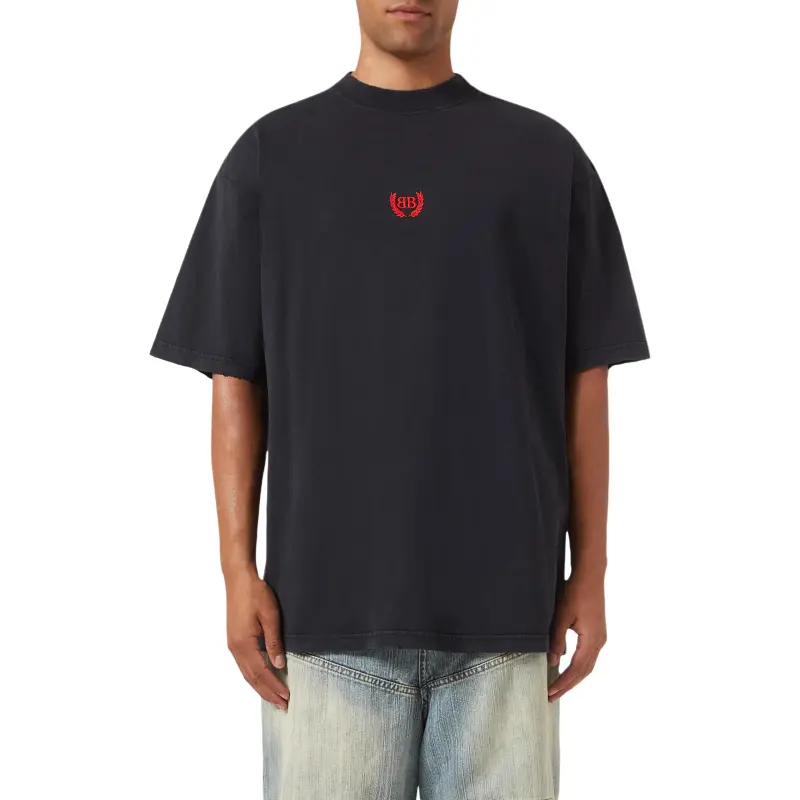 Balenciaga Laurel Logo embroidered T shirt-2