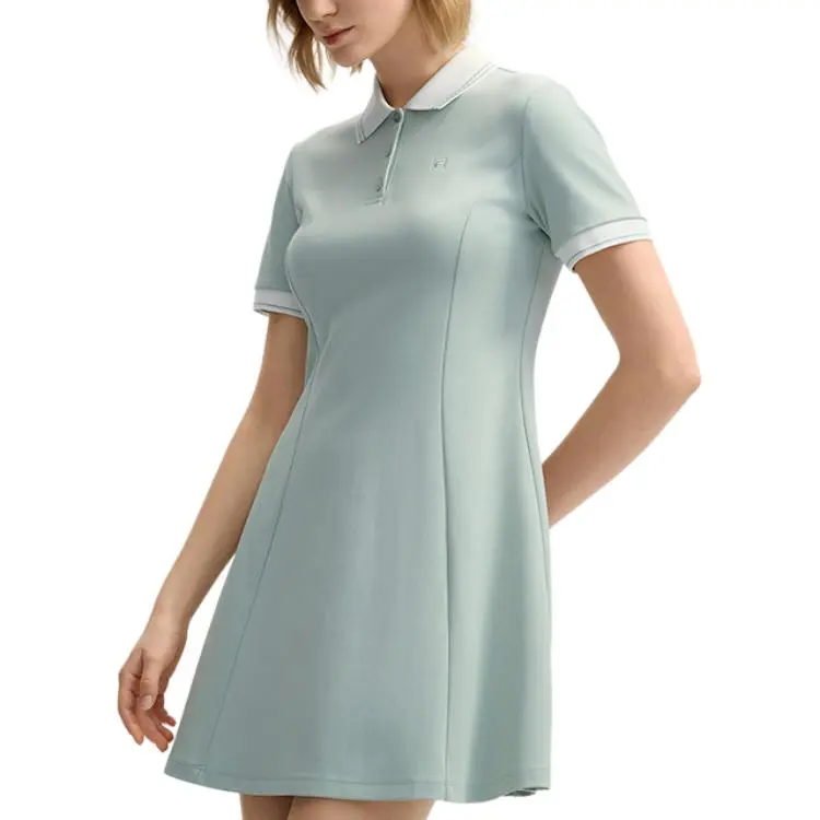 FILA Short Sleeved Dress Women's Oat Gray-5