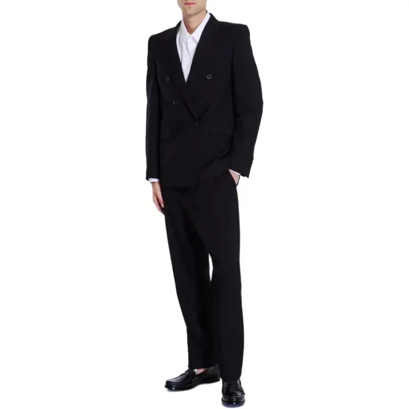 SAINT LAURENT Double Breasted Long Sleeved Jacket-4