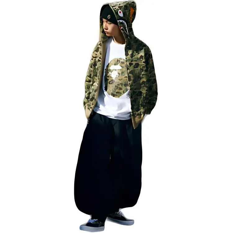 A BATHING APE Sweatshirt Unisex Green Camouflage-3