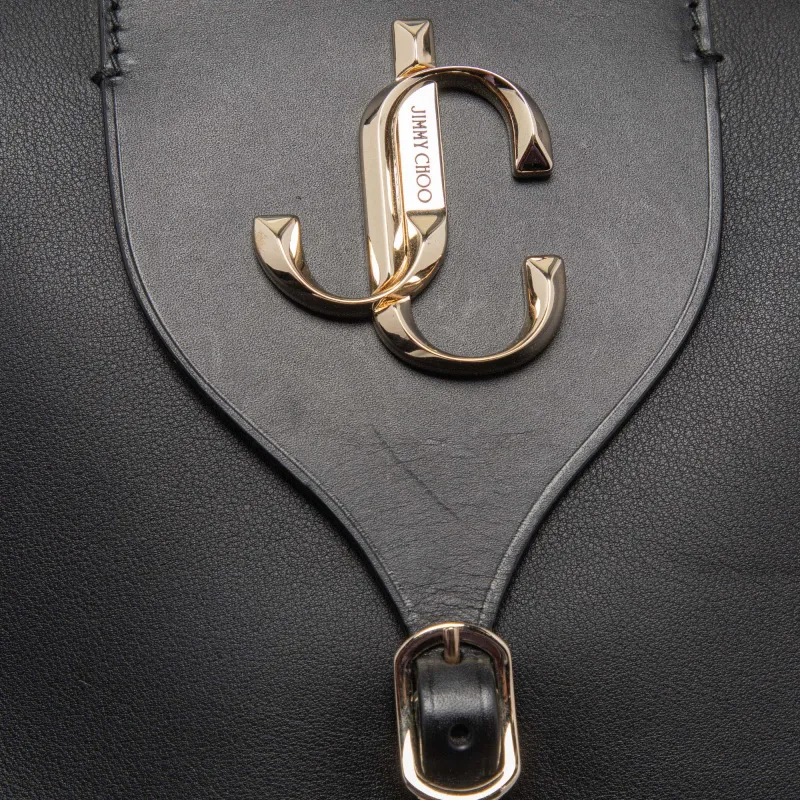 Jimmy Choo Leather Handbag Medium Size Unisex Black-6