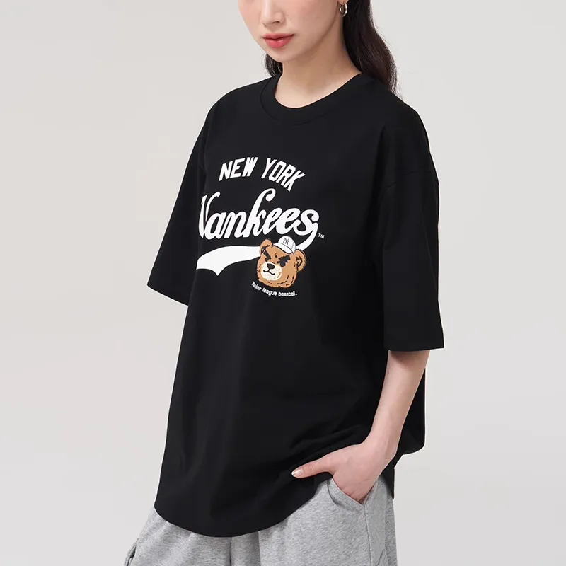 MLB Frowning Bear Collection New York Yankees SS25 T Shirt Unisex Black-3