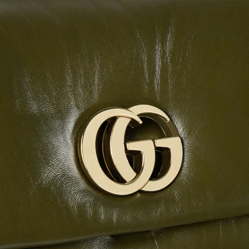 GUCCI Leather Handbag Mini Women's Forest Green-5