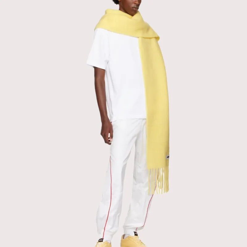 Jacquemus Alpaca Mohair Virgin Wool Polyamide Knit Scarves Men's Yellow-3