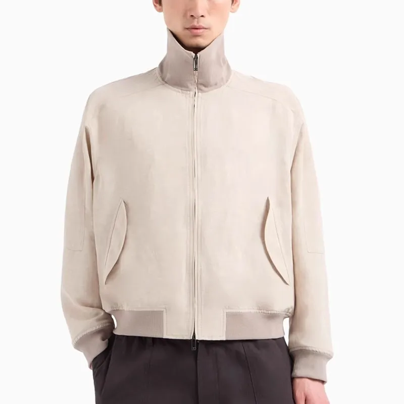EMPORIO ARMANI Linen blend Blouson With Zip-1
