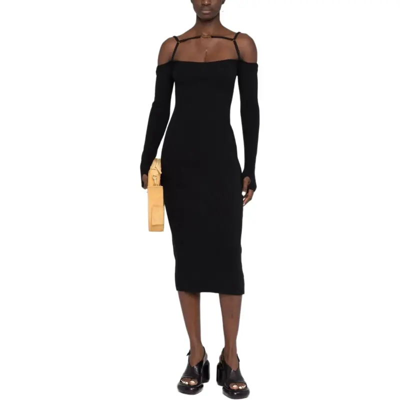 Jacquemus La Robe Sierra Long-Sleeve Ribbed Dress-2