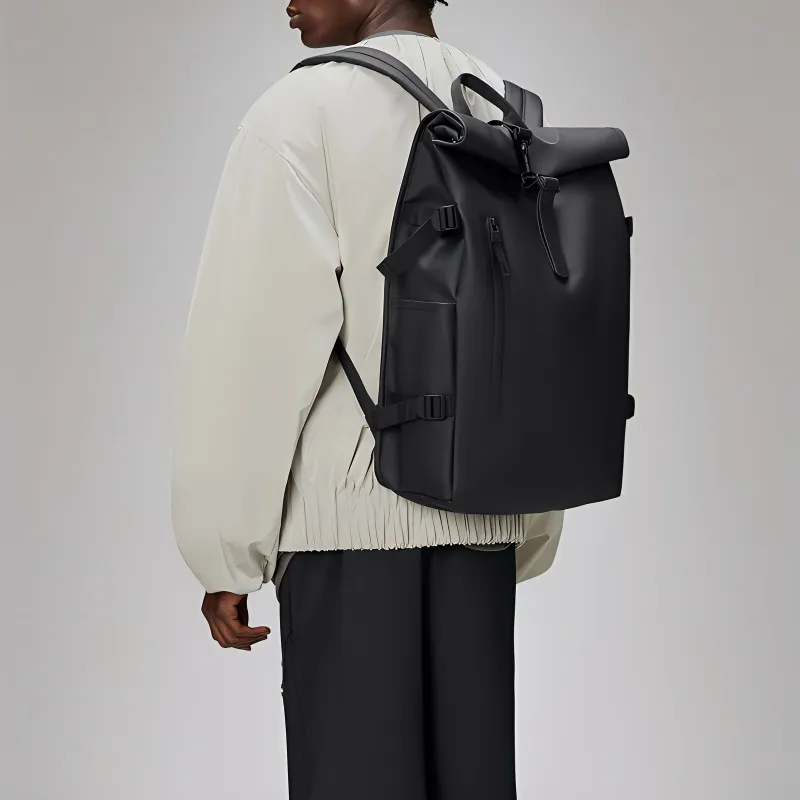Rains Polyurethane Backpack Large Size Unisex Black-5