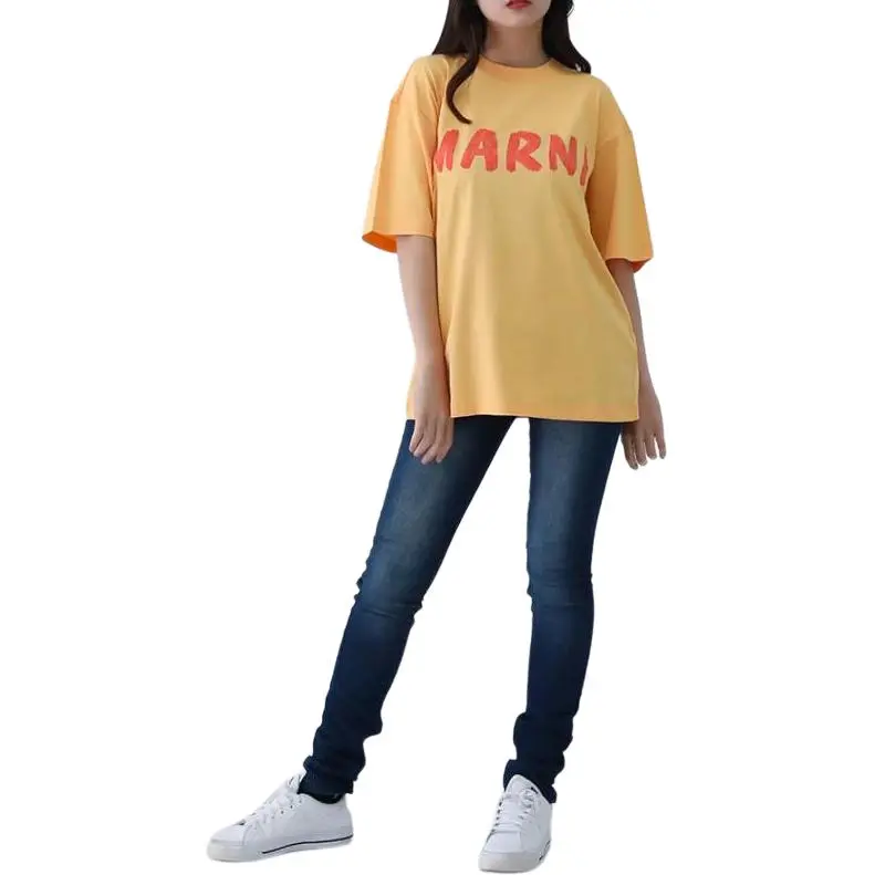 MARNI Drop Shoulder Sleeve T Shirt Women's Orange-1