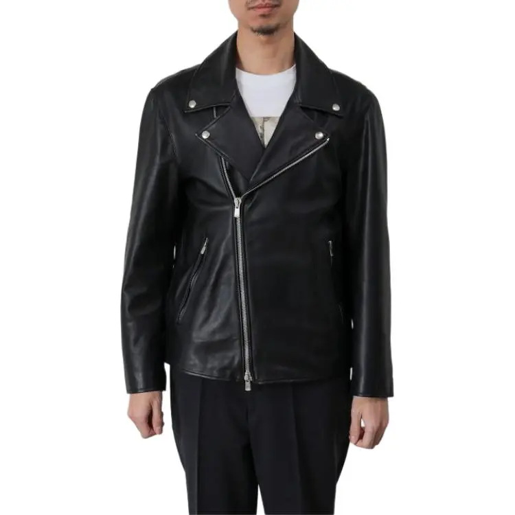 Beams Leather Jacket Men's Black-2