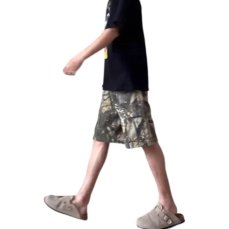DUATOGE Denim Shorts Men Camouflage -1