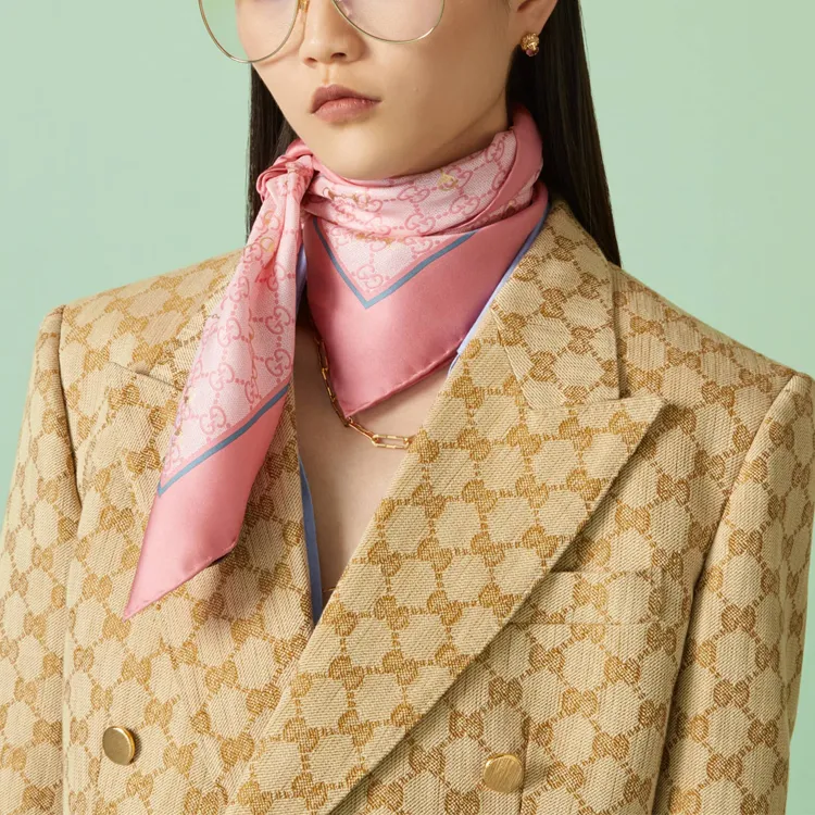 GUCCI Gg Printed Horsebit Scarf-2