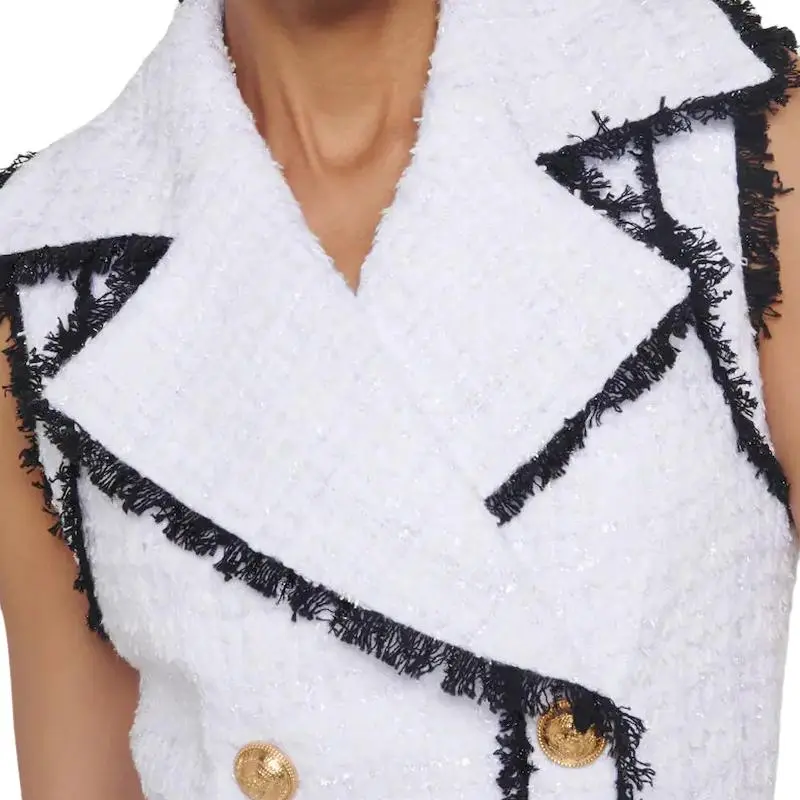 BALMAIN Sleeveless Dresses Women's White-4