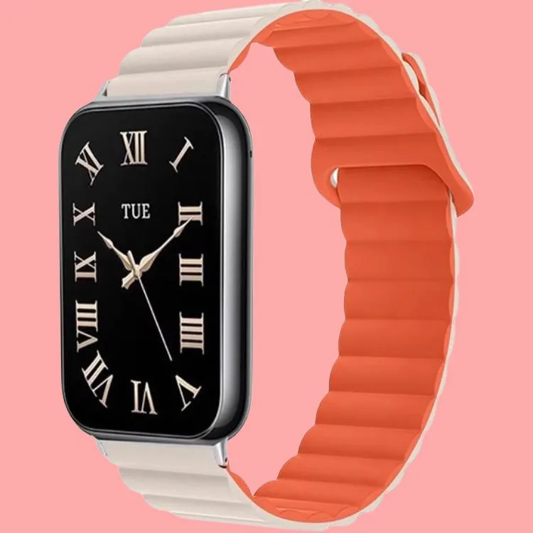 MSSM Watch Band Red Beige Compatibility Silicone Material-2
