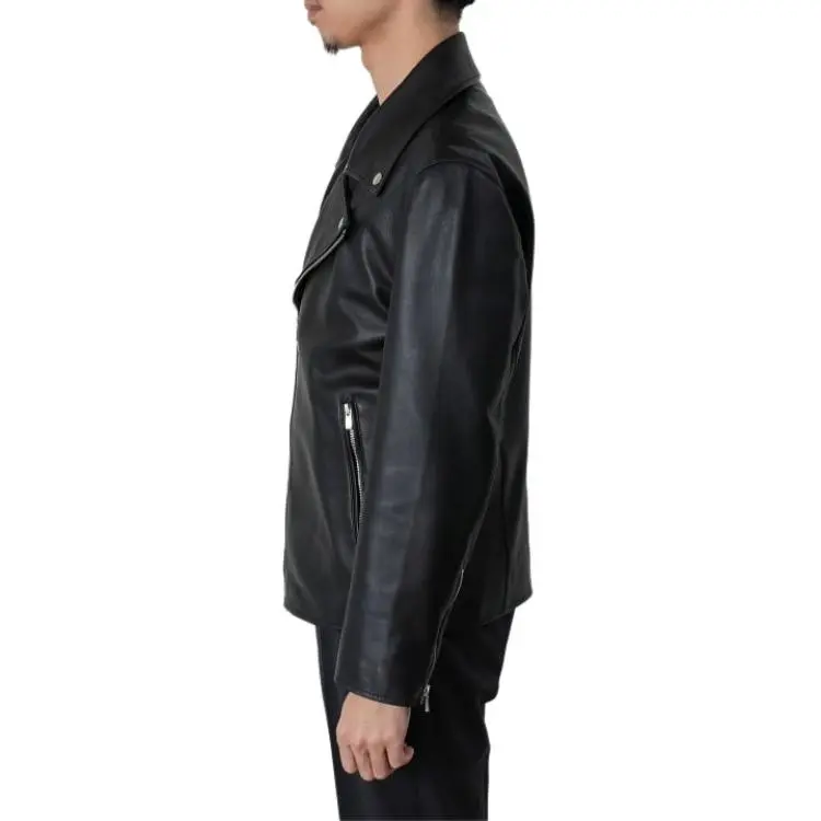 Beams Leather Jacket Men's Black-3
