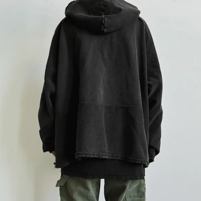 False Perception Army Cargo Parka Jackets Coats Unisex Washed Black-4