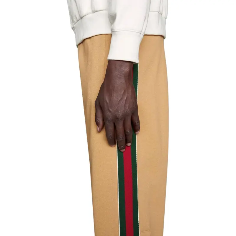 GUCCI SS22 Knitted Sports Pants Men's Brown-4